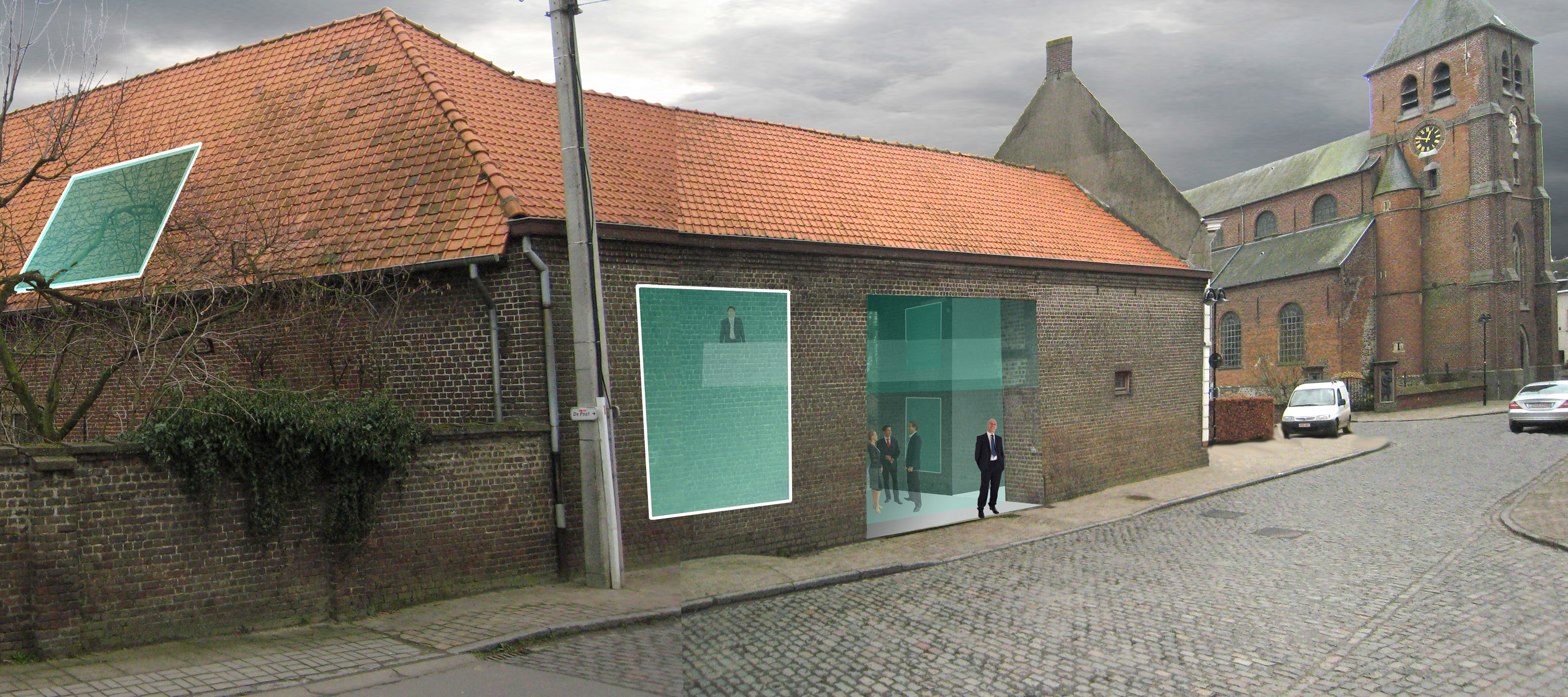 Dirk Coopman, Architect, Architectural transformation, old to new, renovation, verbouwing, hoeve als kantoor, onder de kerktoren