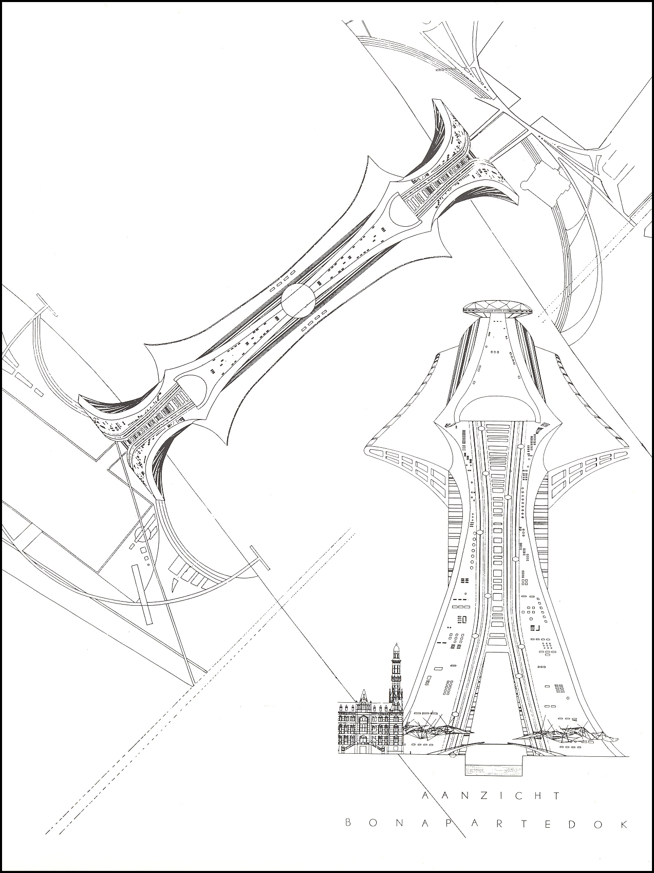 Dirk Coopman, Antwerp, stad aan de stroom, city on the river, De Ring, The ring, Buildings with bridges, Centre Beaubourg