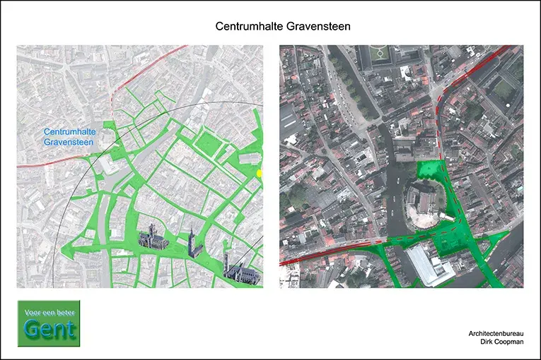 Dirk Coopman Architectenbureau Architect stadscentrum Gent public traffic openbaar vervoer Gent publieke ruimte stadsontwikkeling STOP principe voetgangersgebied World heritage Ghent Erfgoed Gent Historisch Patrimonium