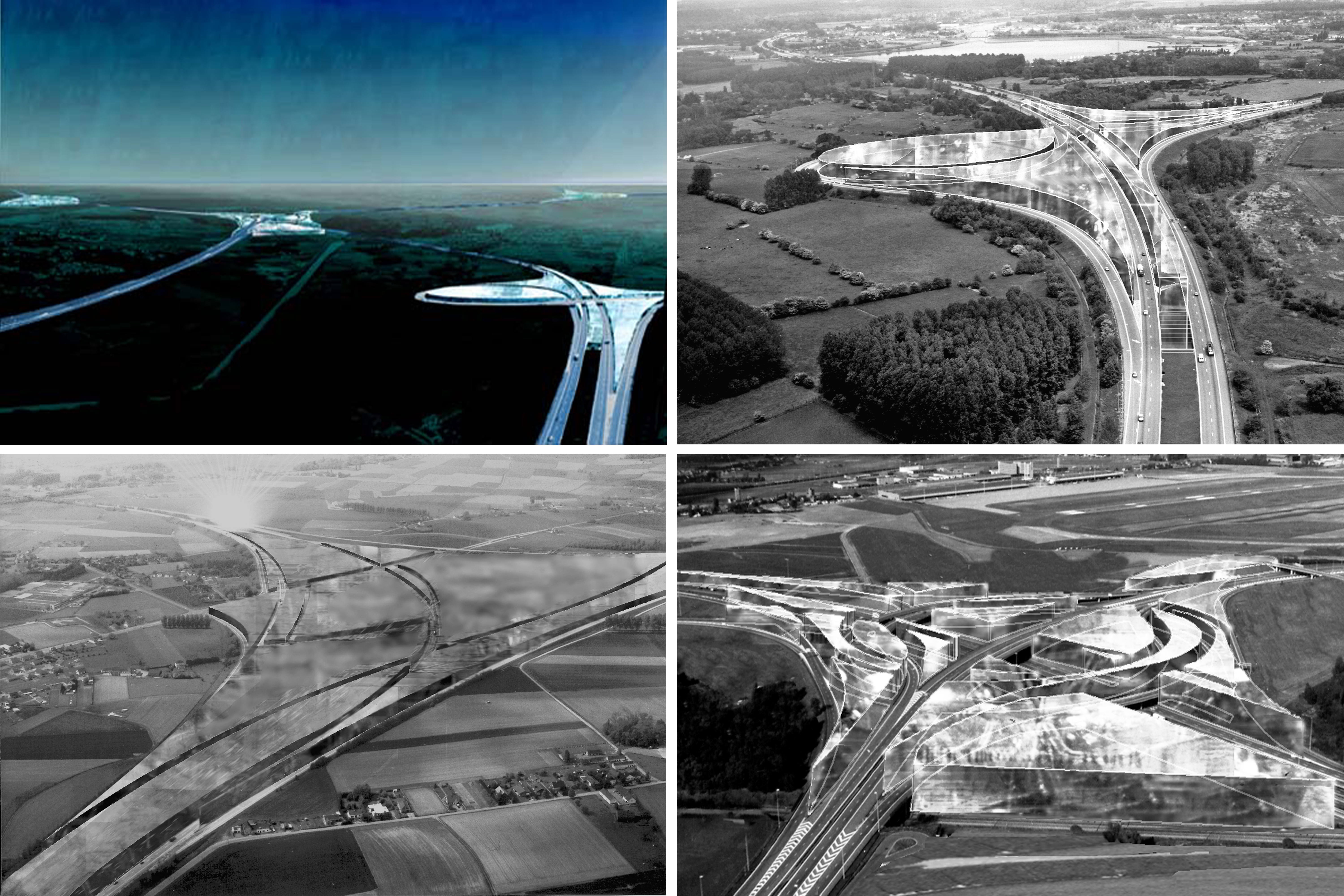 Dirk Coopman, Architect, Intercity highway, economy, underground emission transport, liquid waste, gaseous waste and solid waste, urban planning , autostrade, automated transport, motorway, autoroute, industrial zones, industrial areas, ecology, motorway junction, motorway intersection, bleu banana logistics becomes green banana