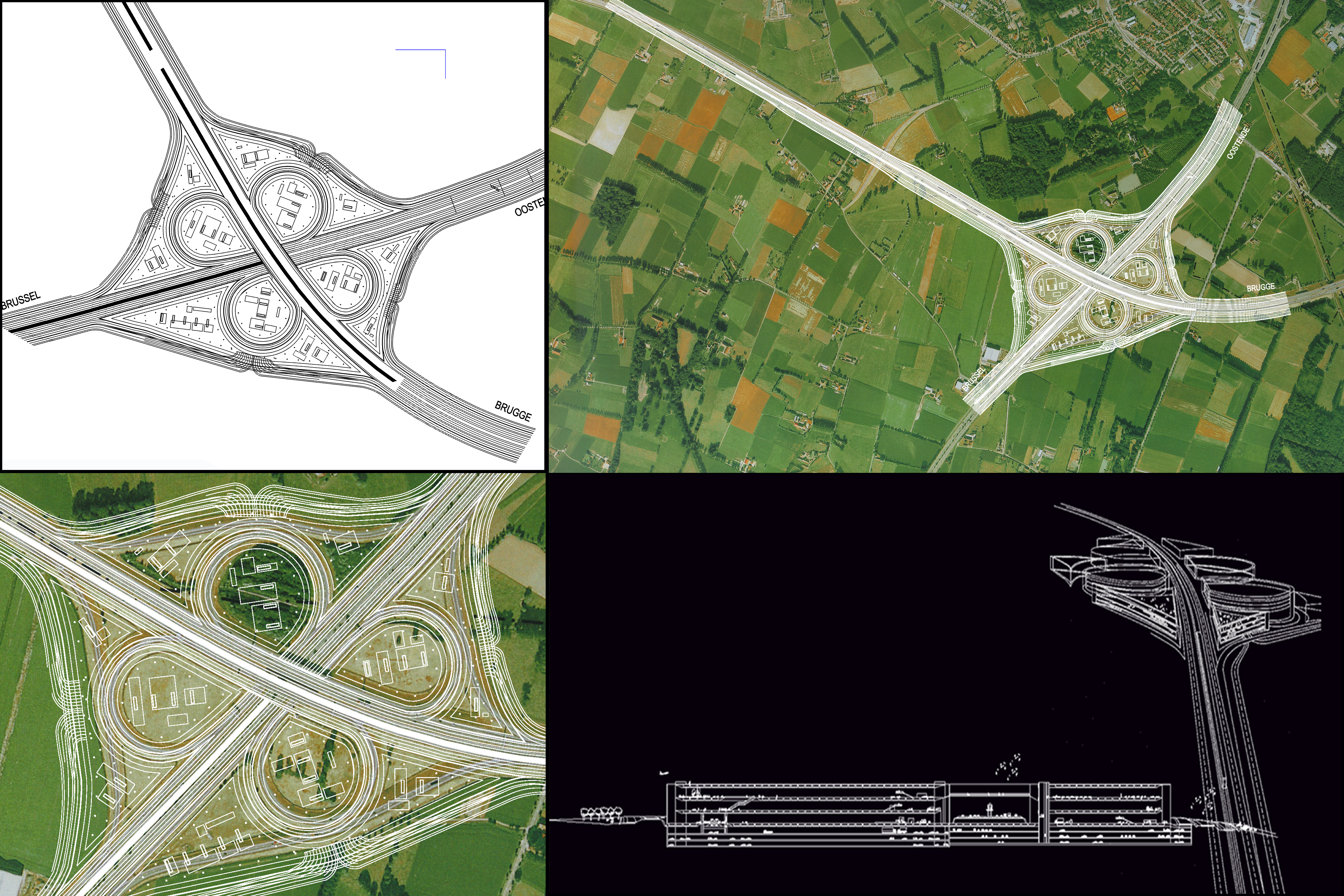 Dirk Coopman, Architect, Intercity highway, economy, underground emission transport, liquid waste, gaseous waste and solid waste, urban planning , autostrade, automated transport, motorway, autoroute, industrial zones, industrial areas, ecology, motorway junction, motorway intersection, bleu banana logistics becomes green banana