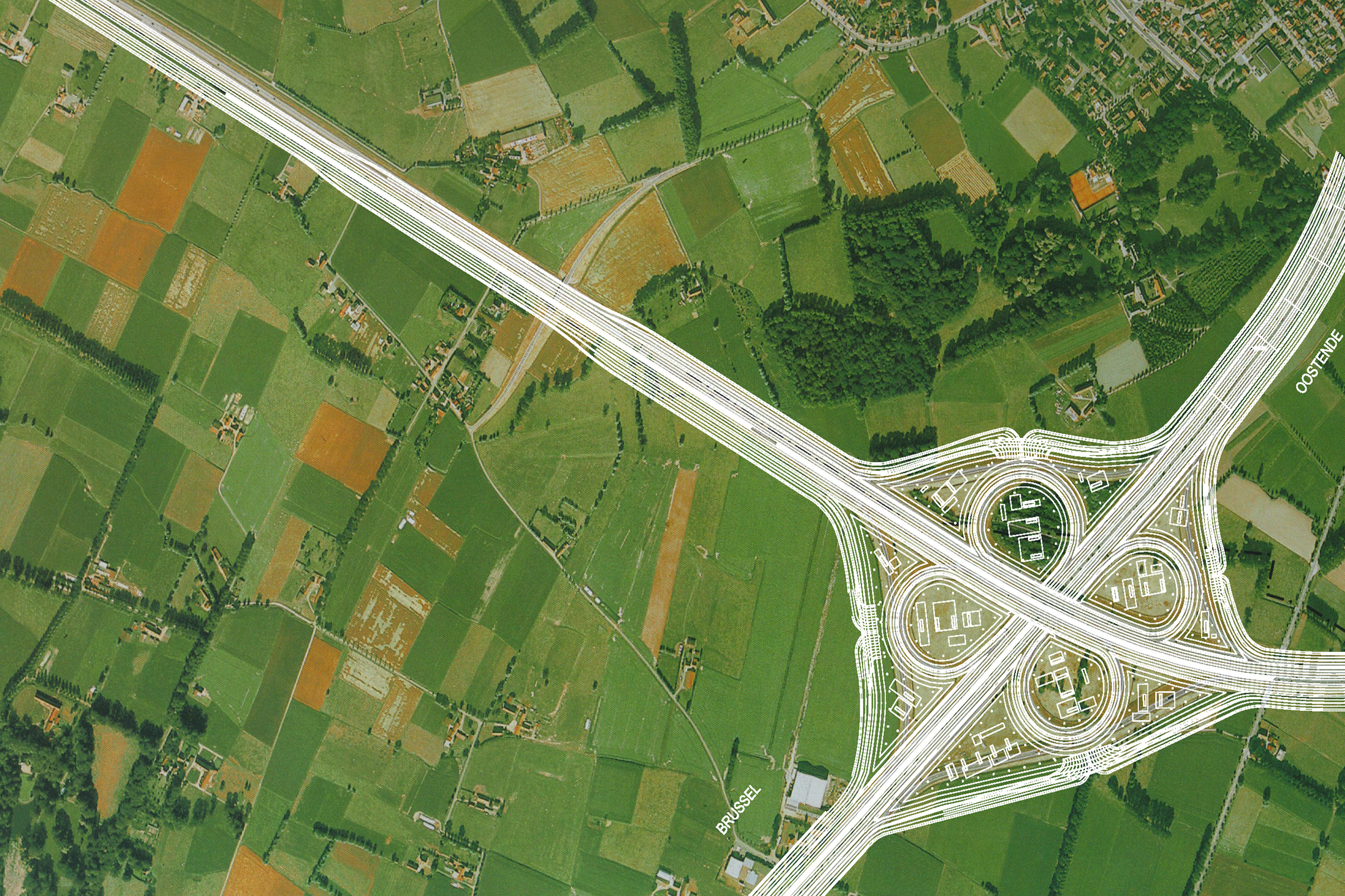 Dirk Coopman, Architect, Intercity highway, economy, underground emission transport, liquid waste, gaseous waste and solid waste, urban planning , autostrade, automated transport, motorway, autoroute, industrial zones, industrial areas, ecology, motorway junction, motorway intersection, bleu banana logistics becomes green banana