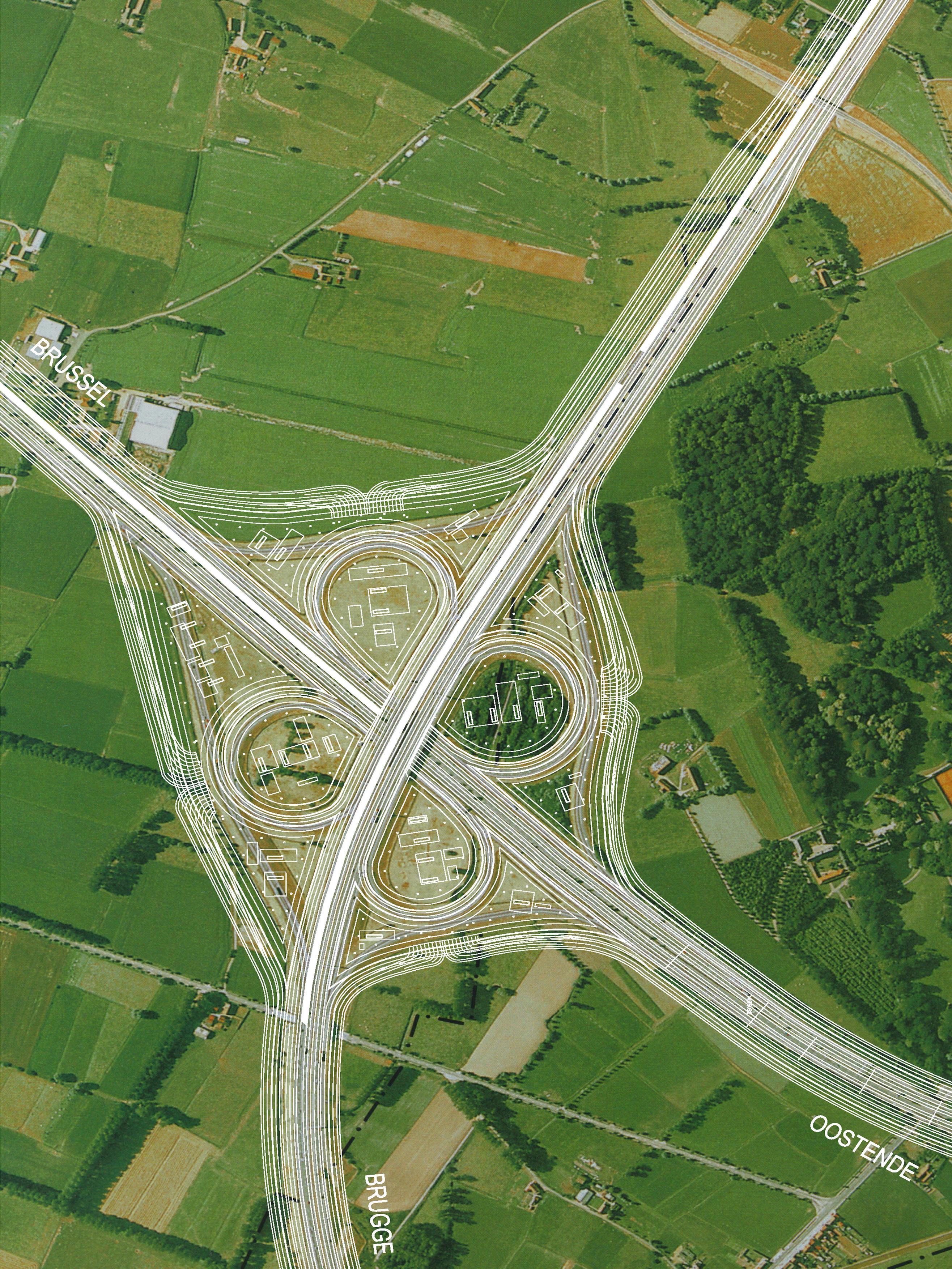 Dirk Coopman, Architect, Intercity highway, economy, underground emission transport, liquid waste, gaseous waste and solid waste, urban planning , autostrade, automated transport, motorway, autoroute, industrial zones, industrial areas, ecology, motorway junction, motorway intersection, bleu banana logistics becomes green banana