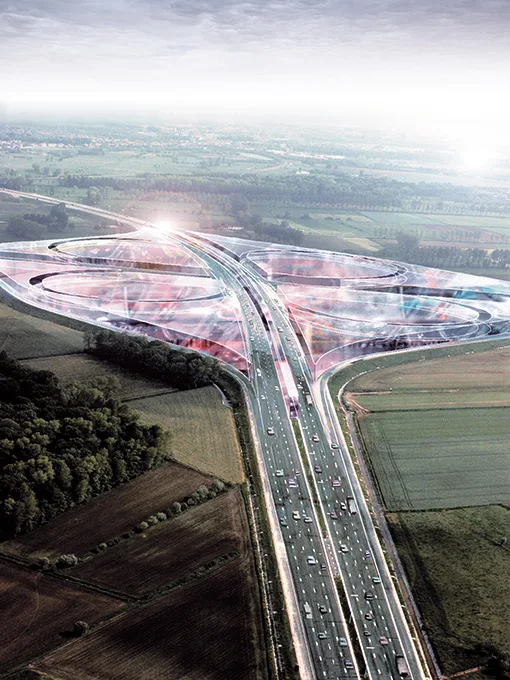 Dirk Coopman Architect highway economy urban planning autostrade automated transport motorway autoroute industrial zones industrial areas ecology motorway junction motorway intersection bleu banana bleu banana logistics