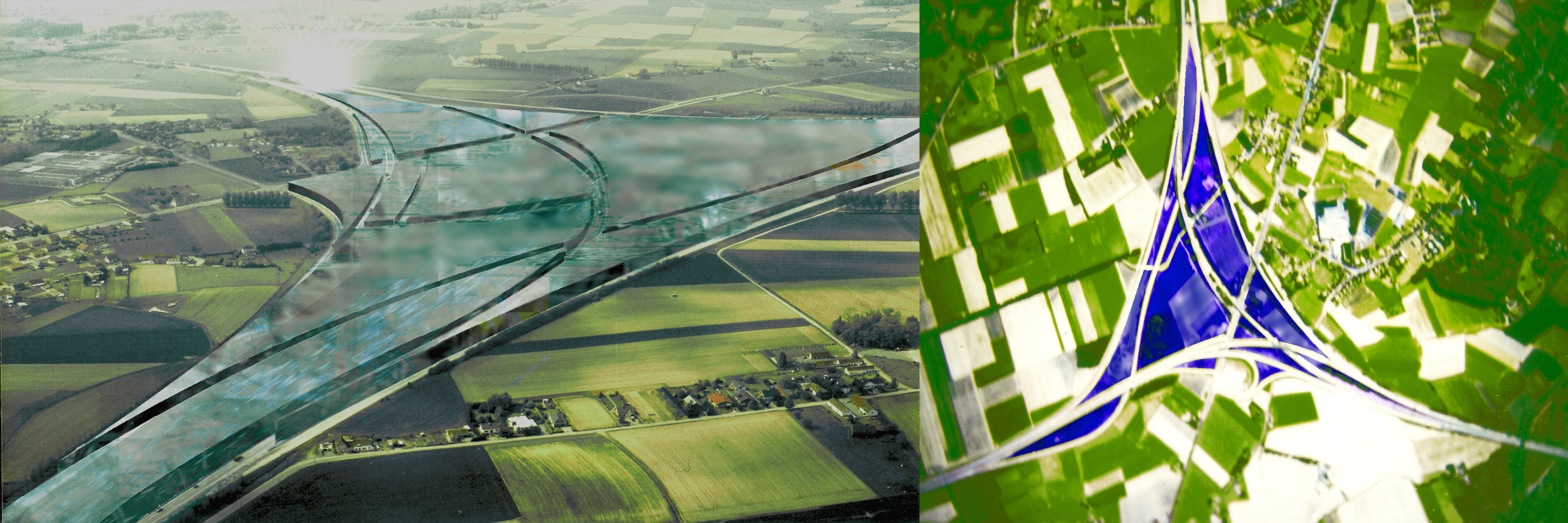 Dirk Coopman, Architect, Intercity highway, economy, underground emission transport, liquid waste, gaseous waste and solid waste, urban planning , autostrade, automated transport, motorway, autoroute, industrial zones, industrial areas, ecology, motorway junction, motorway intersection, bleu banana logistics becomes green banana