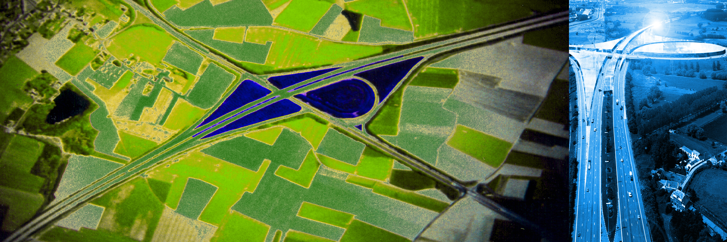 Dirk Coopman, Architect, Intercity highway, economy, underground emission transport, liquid waste, gaseous waste and solid waste, urban planning , autostrade, automated transport, motorway, autoroute, industrial zones, industrial areas, ecology, motorway junction, motorway intersection, bleu banana logistics becomes green banana